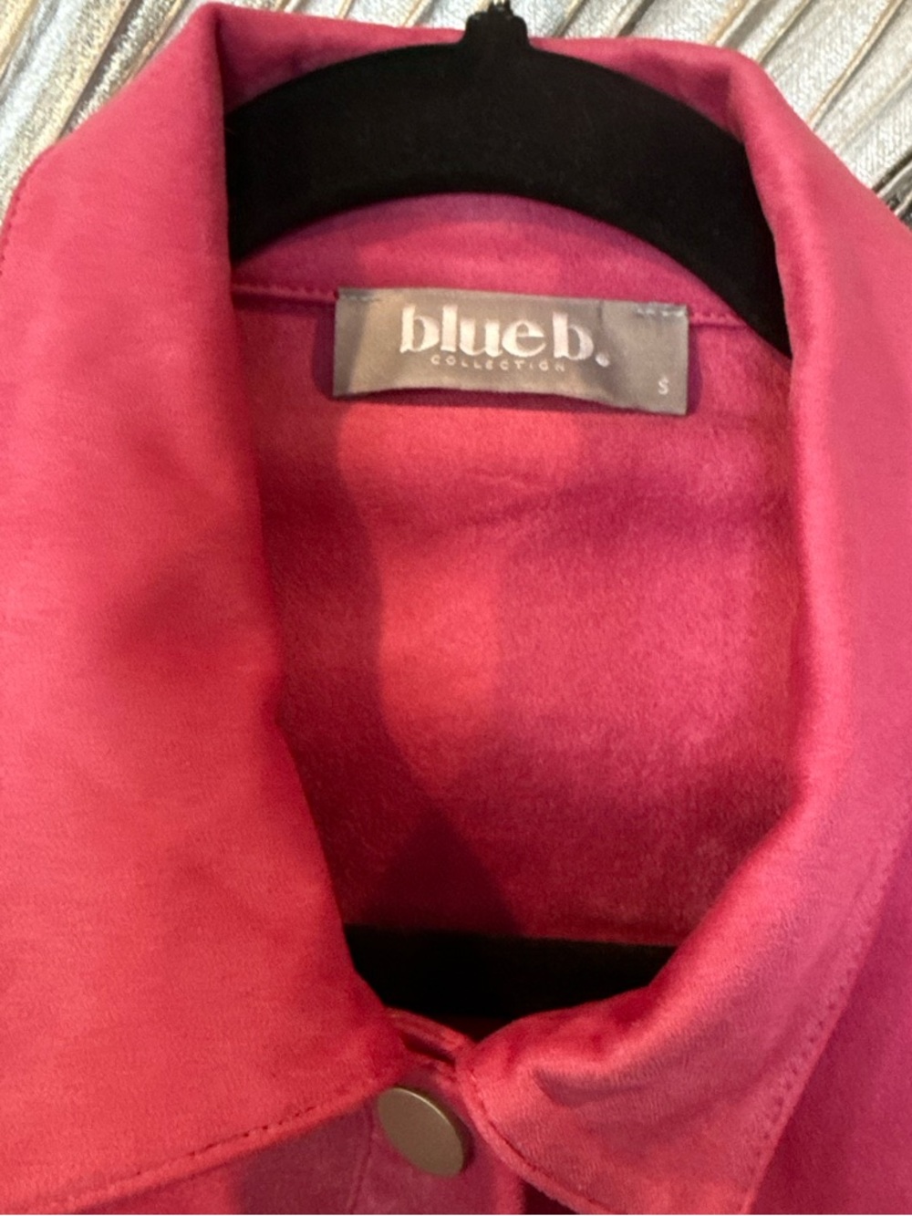 Magenta Suede Fringe Jacket with Snap Front - Picture 2 of 5